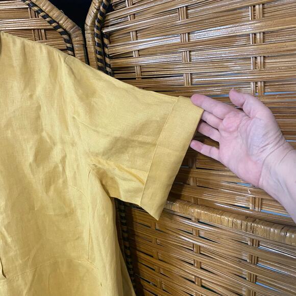 J. Jill Love Linen Yellow Collared Button Front Shirt Dress 2X Women’s plus size - Picture 6 of 8